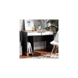 HomeStock Asian Fusion Mid-Century Modern 2-Drawer Multicolor Wood Computer Desk with Spacious Storage and Elegant Design for Home or Office