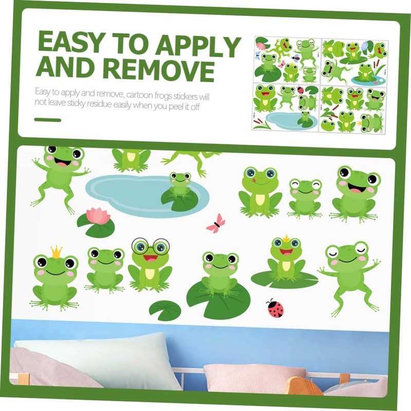 HAPINARY Cute Frog Wall Decals 4 Sheets Frog Wall Sticker