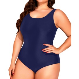 Holipick Traje de baño Deportivo de una Pieza con Control de Abdomen, Azul Marino, 24 Plus