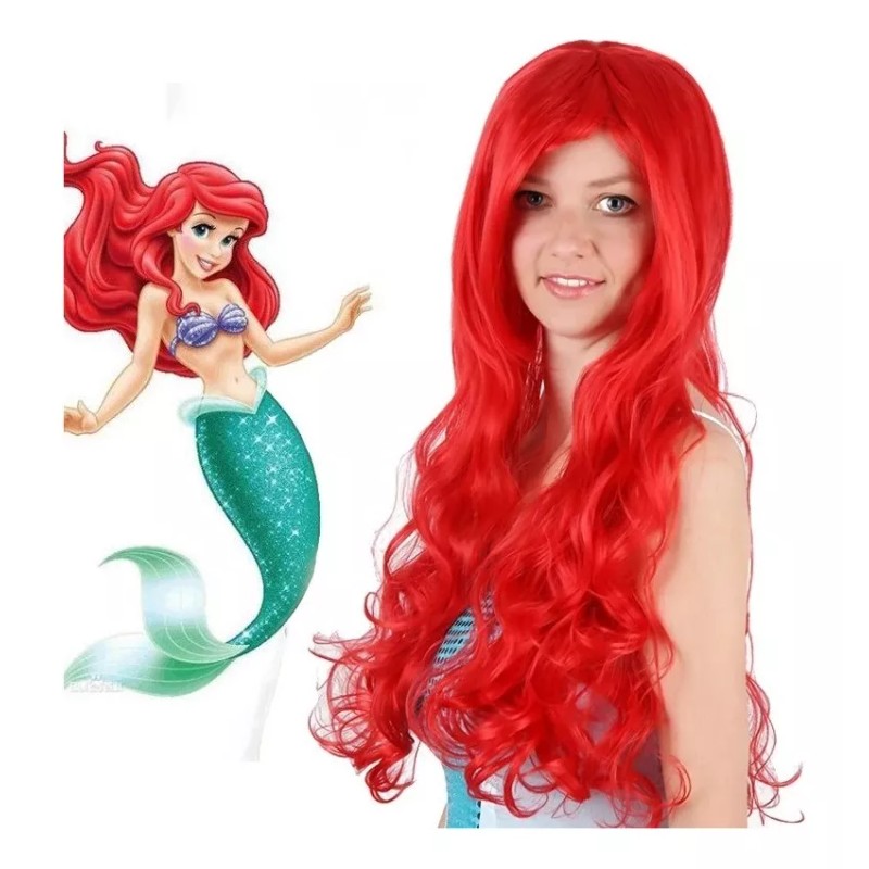 generic A Peluca De Cosplay Rizada Larga Roja Ariel Sirenita