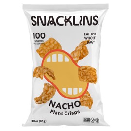 SNACKLINS Plant Based Crisps - Vegan Healthy Snacks - Gluten Free, Grain Free, Plant Based Crisps, 100% Kosher For Passover, Low Calorie - No Added Sugar, Crunchy, Puffed Snack - Nacho - 3oz Bag (1 Pack)