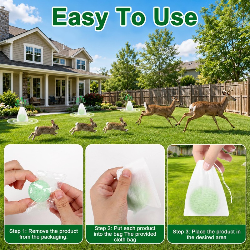 12 Pack Deer & Rabbit Repellent Balls, Natural Deer Rabbit
