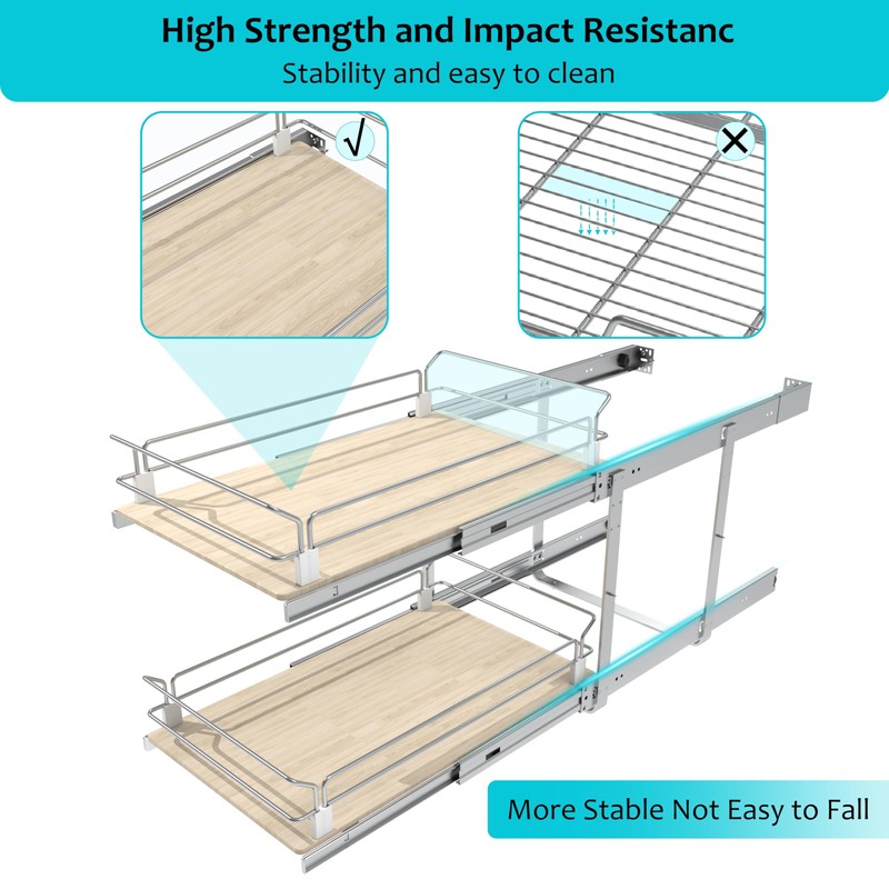 2 Tier Pull Out Cabinet Organizer 11" W X 22"
