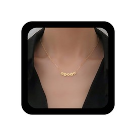 Xduargs Boho Daisy Flower Choker Necklace Gold Cluster Flower Necklaces Vintage Little Daisy Chain Necklace Adjustable Floral Lily Petal Necklaces Jewelry for Women