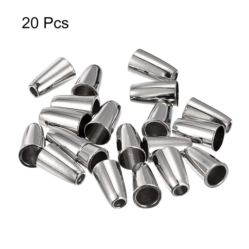 sourcing map 20Pcs Metal Bell Stopper, 3mm Conical Cord Ends