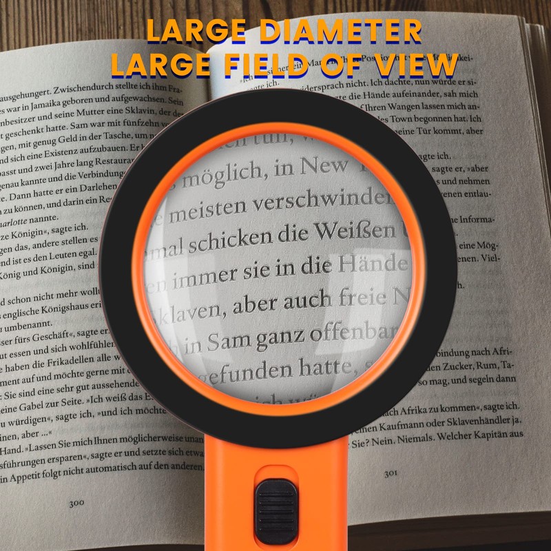 AIXPI Magnifying Glass with Light, 30X Handheld Large Magnifying Glass