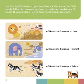 KUKIKUK Puzzle Duo Where the Animals Live - Educational Game for Children from 2 Years - Promotes Logical Thinking & Vocabulary - Large Sturdy Pieces - Educational Gift for Animal Lovers