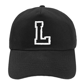 Unisex Boys Girls Baseball Cap Black Hat Kids Cap Alphabet A-Z, l