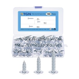 sourcing map 180Pcs #8×1/2" to 1" Phillips Head Self Tapping Screws Kit, Carbon Steel Flat Head High-Strength Quick Tapping Screws Wood Screw for Wood, Metal, Plastic