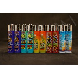 10 New Refillable Original Clipper Lighters 8 Hippi & 2 Element Design