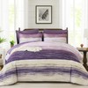 WONGS BEDDING 7 Piece King Comforter Set, Purple Striped King