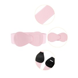 Allegra K Plus Size Interlock Buckle 8-shaped Faux Leather Elastic Belt Cinch Waistband for Lady Light Pink Fit Waist Girth:31"/78.5cm-43"/109cm