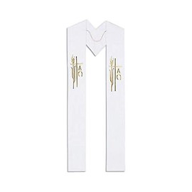 Alpha Omega Wheat Priest/Clergy Overlay Stole (White)