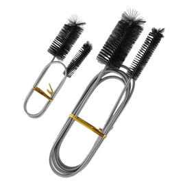 2Pcs Flexible Feeding Tube Cleaning Brush,Drain Cleaning Brushes, Double Head Drain Brush Pipes Flexible Nylon Stainless Steel Long for Sink Plumbing Straws Keyboards (Black)