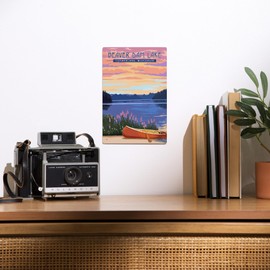 Lantern Press 6x9 Inch Metal Sign, Cumberland, Wisconsin, Canoe and Lake