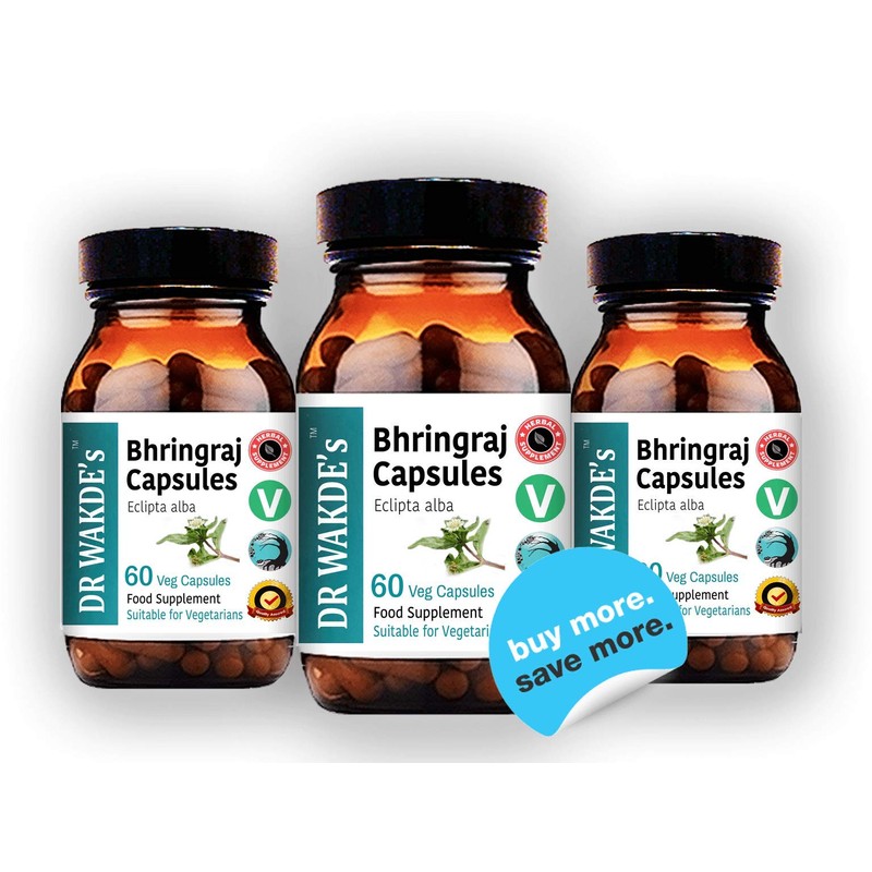 DR WAKDE’S Bhringraj Capsules (Eclipta alba) (60 Veg Caps, Ayurvedic Supplement,