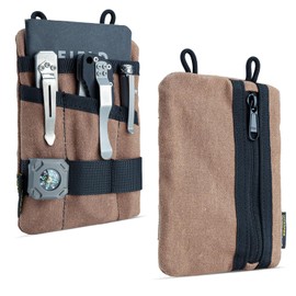 VIPERADE VE1-OW EDC Pouch, Waxed Canvas Pocket Organizer, EDC Pocket Organizer Pouch for Men, 3 Tool Slots with 1 Zipper Pocket Great for EDC Gears (Tan)
