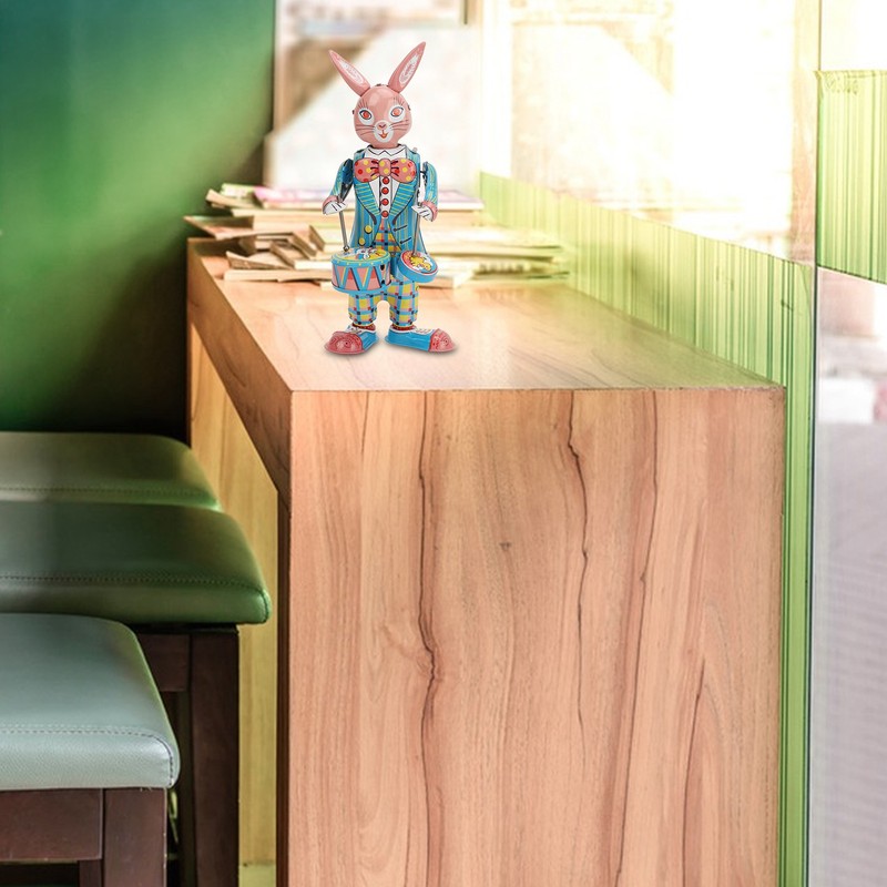 Rabbit Clockwork Toy Retro Metal Swinging Drumming Rabbit Wind Up