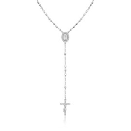 Virgin Mary Cross Rosary Necklace for Women，Virgen de Guadalupe Long Gold Silver Rosary Catholic Cross Beads Crucifix Necklace Women jewelry Religious Gift for Confirmation Baptism First Communion Godmother