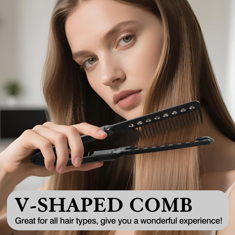 Hair Straightening Comb – Heat-Safe, Tangle-Free V-Shaped Styling Tool for