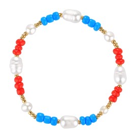 C·QUAN CHI Rice Beads Collar Necklace Natural Pearl Bracelet Elastic Chain Bracelet Fashion Accessories for Women Men Girls, Rubber