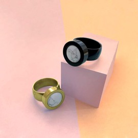 Quiges Interchangeable Mini Coin 12mm White Marble Effect Natural Stone