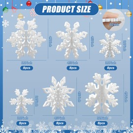 kuchisity 48 Pcs Wooden Snowflakes Decor 3D Snowflake Tabletop Signs Centerpiece for Christmas Xmas Winter Wonderland Decorations Home Party(White)