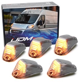 iJDMTOY 5pc Set Semi-Clear Lens Amber Yellow Full LED Front Cab Roof Clearance Marker Lamps Compatible with 2014-2023 Dodge RAM ProMaster 1500 2500 3500 Cargo RV Van