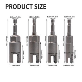 Pilikoll 4 Piece Wing Nut Screwdriver Set 1/4 Inch Hex Shank Power Wing Nut Driver Set Flat Wing Nut for Panel Nuts, Screws, Eyelet C-Hooks & Q-Hanger, Steel (10 mm, 12 mm, 14 mm, 16 mm)