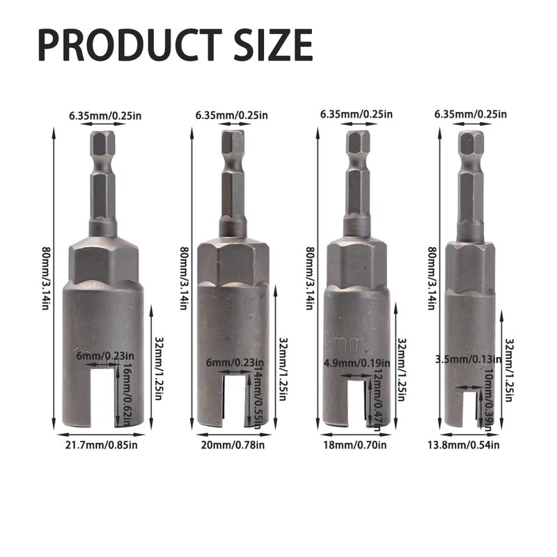 Pilikoll 4 Piece Wing Nut Screwdriver Set 1/4 Inch Hex