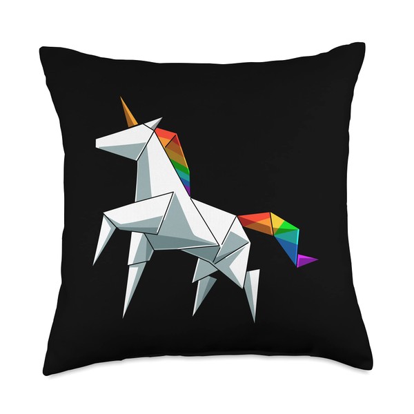 Origami Unicorn Throw Pillow