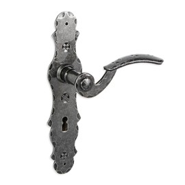 Gedotec Long Plate Handle Set Wrought Iron Black | 1 Piece Door Fitting Antique Door Handle | BERN | Door Handle Set for Interior Doors | BB 72 mm Deadlock | Door Set with Mounting Material