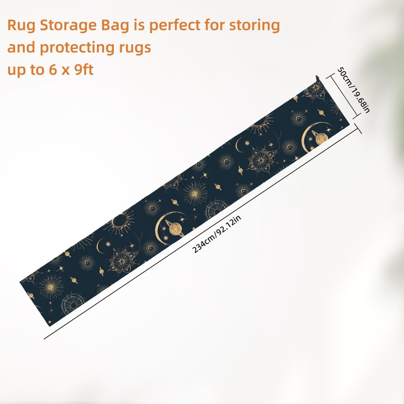 NICENEEDED Jumbo Carpet Storage Bag with Planet Print and Straps