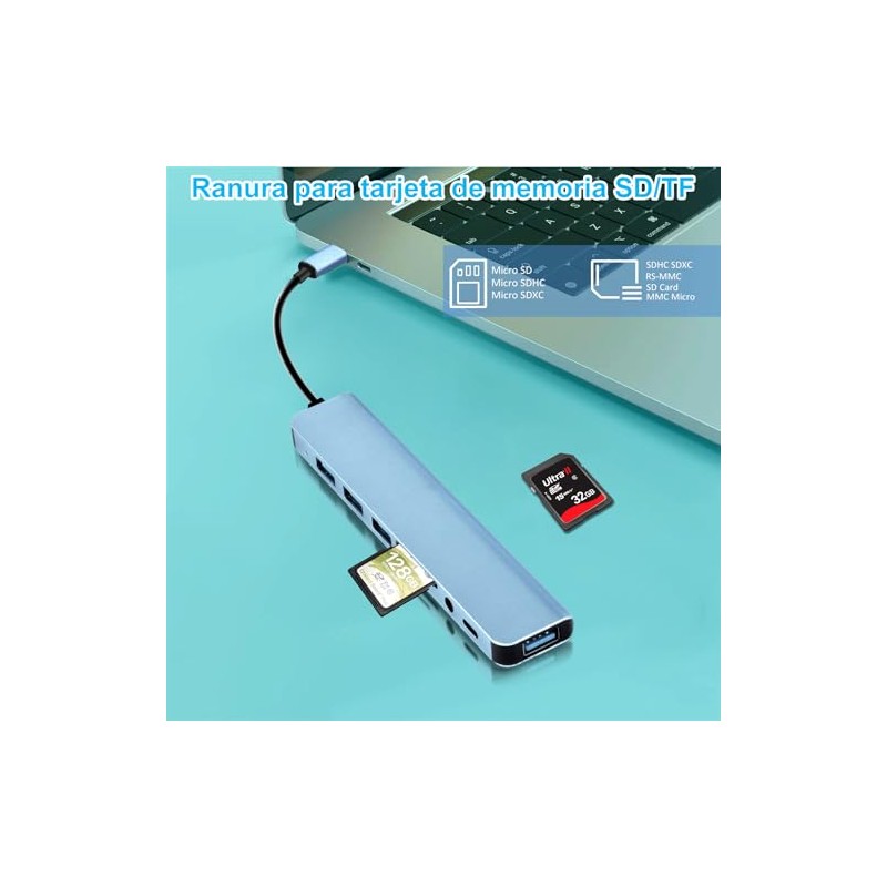 HeiLuon Hub USB C 8 en 1,USB 3.0 con Jack