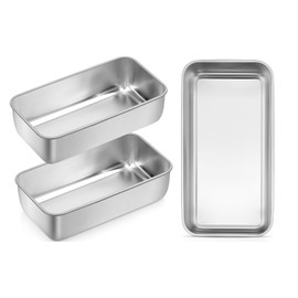 Leonyo Leonyo 3 Pack Loaf Pans for Baking Bread, 9IN x 5IN Stainless Steel Loaf Pans for Homemade Bread, Meatloaf, Banana, Brownies, Lasagnas, Dishwasher Oven Safe