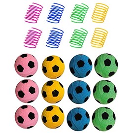 Cat Foam Ball Cat Sponge Ball Toy Cat Soccer Ball Toy Spring Toys for Cats (Balls&Spring smixing)