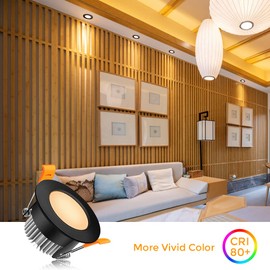LEDLightsWorld 2 Inch LED Recessed Lighting Dimmable Downlight, 3W(35W Equivalent), 3000K Warm White, Black LED Recessed Light with LED Driver (1 Pack)