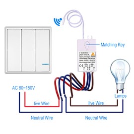 NineLeaf Wireless Lights Switch Kit, Remote Wall Switch Wireless Control Lamps Fans Devices Appliances On/Off, Self-Powered Transmitter with Battery (3-Way Switch and 3 Receiver)