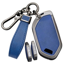 ontto Alloy Car Key fob Cover Fit for Kia Telluride EV9 2023 2024 Picanto GT Line Sorento MQ4 Carnival KA4 Morning K5 Carens 2024 Leather Key case keyring Shell holder bag keychain Accessories Blue A