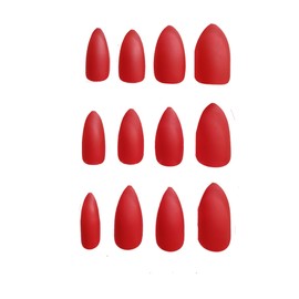Fat-catz-copy-catz 24x Full Coverage Smooth Matte Stiletto pointed False Fake salon Nails Makeup (24x Matte Red Nails)
