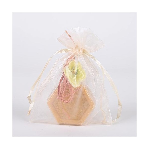Tulle Organza Drawstring Gift Bag 8 x 14 inches 8"x14" (Quantity of 10, Ivory)