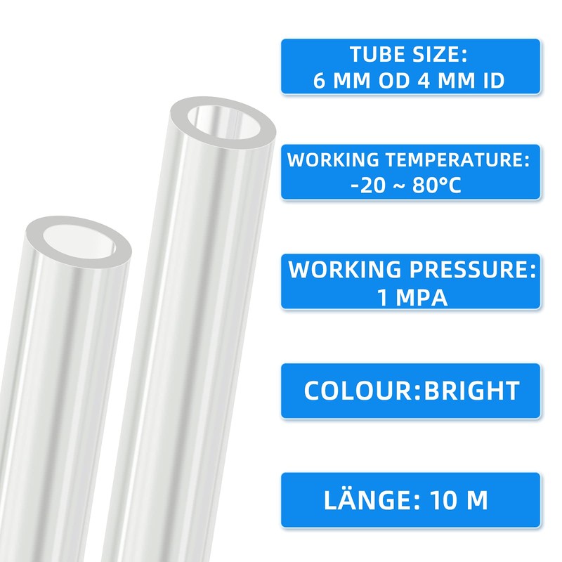 ERGAOBOY Bright 10M Polyurethane PU Air Hose Pipe Kit, 6mm