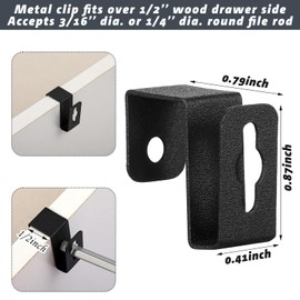 Hicarer 8 Pcs Metal Hanging File Bracket Clips Storage Hanging File Rail Clips Metal File Hanger File Divider Drawer Rail Clips Fits 1/2" Drawer Side for File Storage (Black)