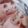 Cozy cat handmade nail tips - Blue / 포근한 고양이