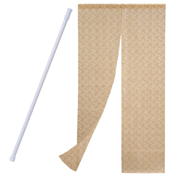 Astro 822-97 Noren, Light Brown, Botanical Pattern, Approx. Width 33.5 x Length 66.9 inches (85 x 170 cm), Includes Tension Bar, Curtain, Divider, Blindfold