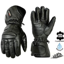 MENS WINTER THERMAL WATERPROOF REAL LEATHER PADDED MOTORBIKE MOTORCYCLE GLOVES (M)