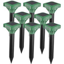 8 Pack Solar Powered Mole Repeller Gopher Deterrent Outdoor Groundhog Repellent Ultrasonic Snake Armadillo Repeller Waterproof Effective for Yard Lawn Garden