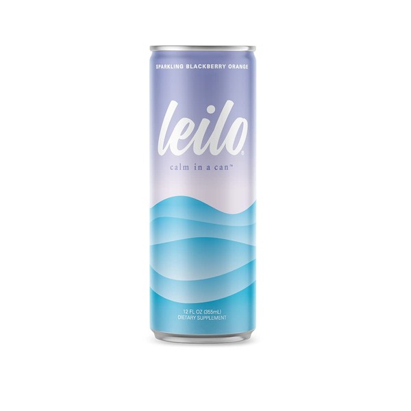 Leilo Calm in a Can | Sparkling Relaxation Drink with Kava | All Natural & Gluten Free | Blackberry Orange, 12 ounce, Pack of 12 | Packaging May Vary