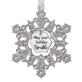 LIFE&FOOT Christmas Tree Ornaments 2025 Snowflakes Hanging Charm Decorative Pendant of Car Charm Holiday Keepsake Gift Home Decor (Silver (2025))