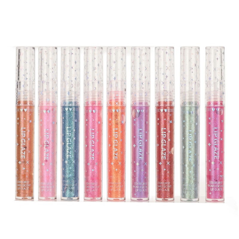 9pcs 0.1oz Women Girls Glitter Lip Gloss Set Moisturizing Lustrous